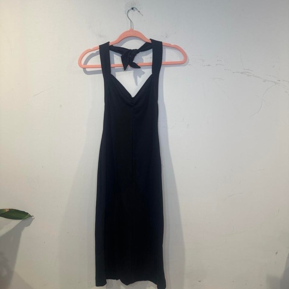 Classic Vintage Early 90s black halter-neck midi dress Made In USA 7/8 MEDIUM